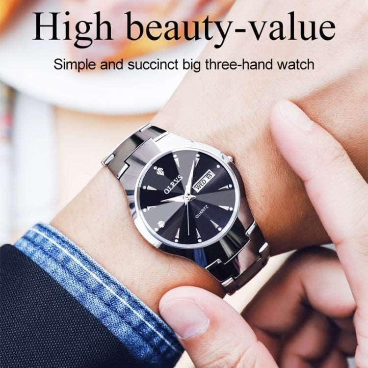 1 Pair OLEVS 8697 Couple Fashion Waterproof Luminous Quartz Watch(Black + Rose Gold) - Eurekaonline