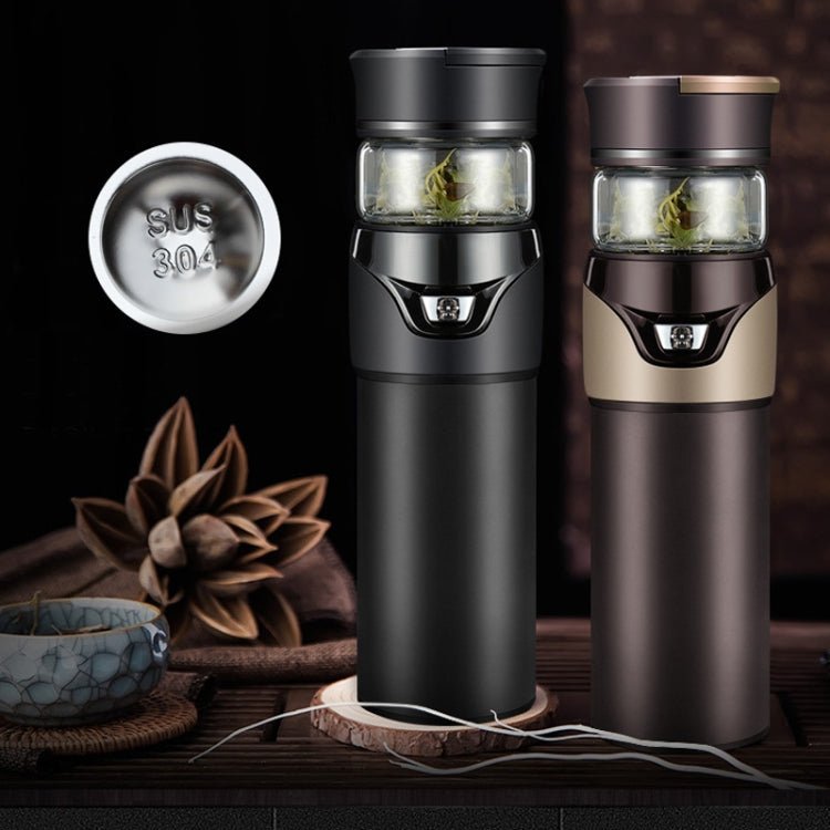 101-500ML Insulation Cup Tea Water Separation Tea Cup,Style: Black Double Cup+Gift Box - Eurekaonline