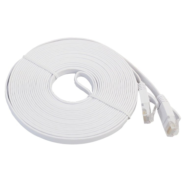 10m CAT6 Ultra-thin Flat Ethernet Network LAN Cable, Patch Lead RJ45 (White) - Eurekaonline