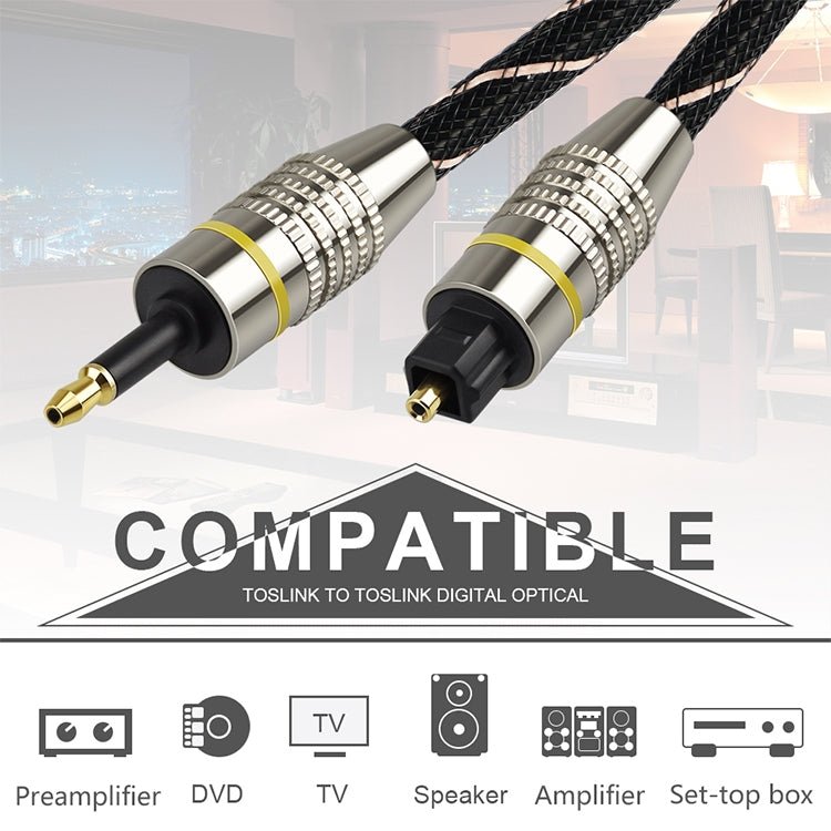 10m EMK OD6.0mm Square Port to Round Port Set-top Box Digital Audio Optical Fiber Connecting Cable - Eurekaonline