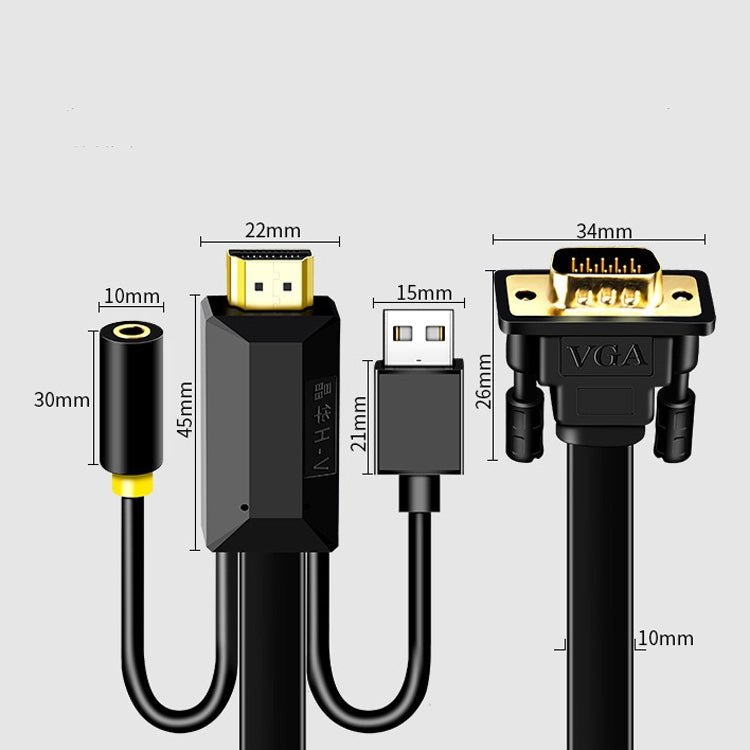 10m JH HV10 1080P HDMI to VGA Cable Projector TV Box Computer Notebook Industrial Display Adapter Cable - Eurekaonline