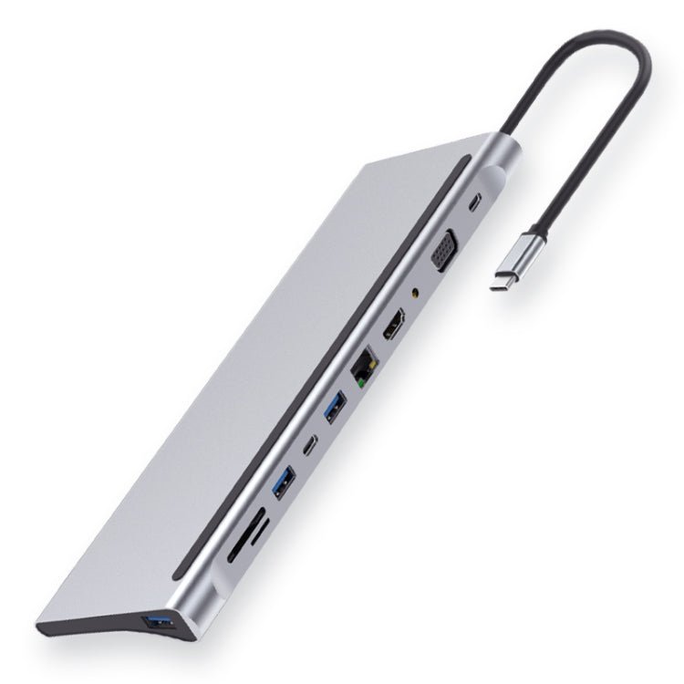 TF + USBx3+ HDMI + VGA + 3.5mm AUX to Type-C HUB Adapter - Eurekaonline