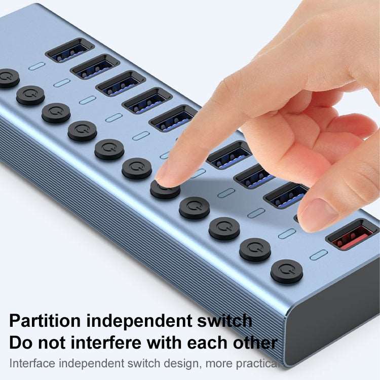 11 in 1 USB 3.0 HUB Splitter with Independent Switch & 12V 4A Power Supply - Eurekaonline