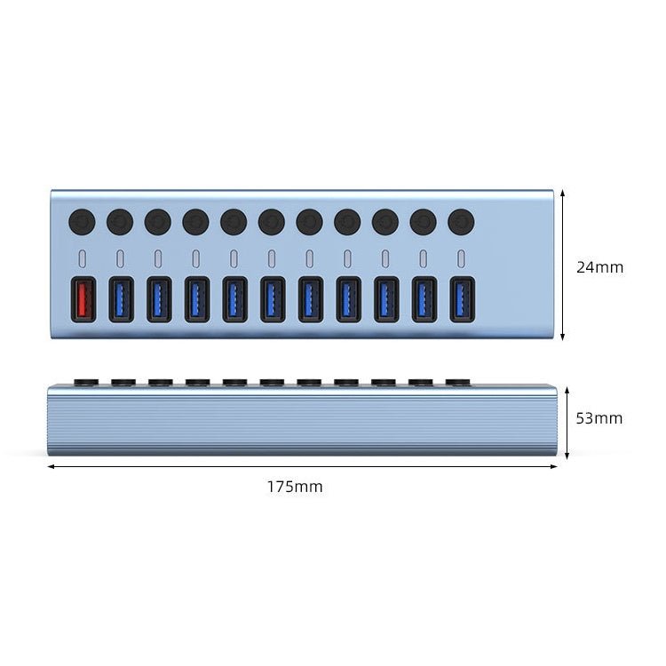 11 in 1 USB 3.0 HUB Splitter with Independent Switch & 12V 4A Power Supply - Eurekaonline