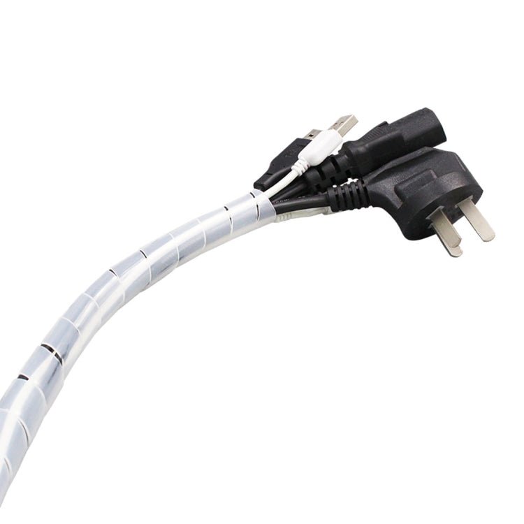11m PE Spiral Pipes Wire Winding Organizer Tidy Tube, Nominal Diameter: 8mm(White) - Eurekaonline