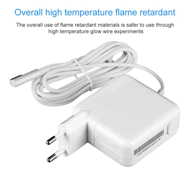 14.5V 3.1A 45W 5 Pin L Style MagSafe 1 Power Charger for Apple Macbook A1244 / A1237 / A1369 / A1370 / A1374 / A1304, Length: 1.7m, EU Plug(White) - Eurekaonline