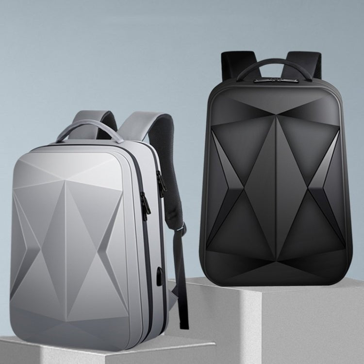 160 Large Capacity ABS Waterproof Laptop Backpack with USB Charging Port(Light Grey) - Eurekaonline