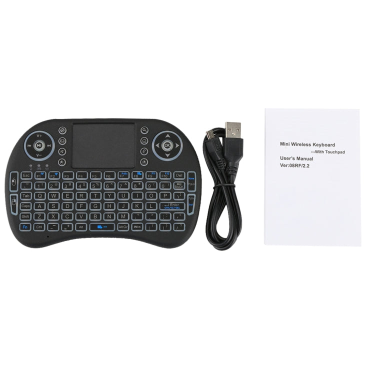2.4GHz Mini i8 Wireless QWERTY Keyboard with Colorful Backlight & Touchpad & Multimedia Control for PC, Android TV BOX, X-BOX Player, Smartphones(Black) Eurekaonline