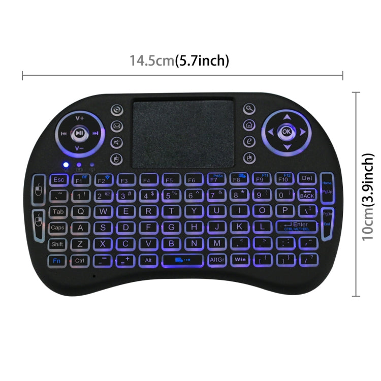 2.4GHz Mini i8 Wireless QWERTY Keyboard with Colorful Backlight & Touchpad & Multimedia Control for PC, Android TV BOX, X-BOX Player, Smartphones(Black) Eurekaonline