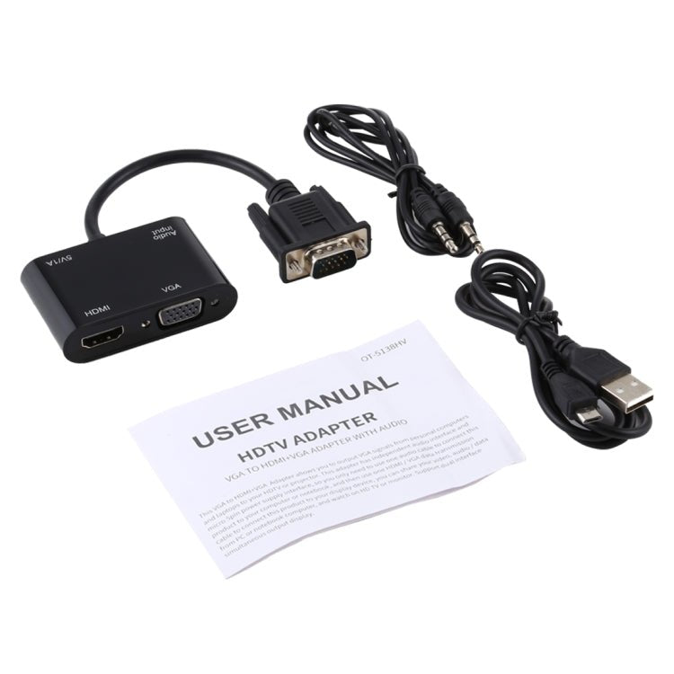 2 in 1 VGA to HDMI + VGA 15 Pin HDTV Adapter Converter with Audio - Eurekaonline