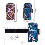 2 PCS B026 Running Mobile Phone Arm Bag Sports Yoga Mobile Phone Bag, Specification： Large (Leaves Blue) - Eurekaonline