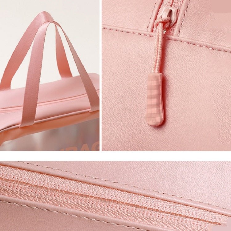2 PCS Frosted Translucent Waterproof Storage Bag Cosmetic Bag Swimming Bag Wash Bag Pink M 2 Handles - Eurekaonline