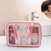 2 PCS Frosted Translucent Waterproof Storage Bag Cosmetic Bag Swimming Bag Wash Bag Pink M 2 Handles - Eurekaonline