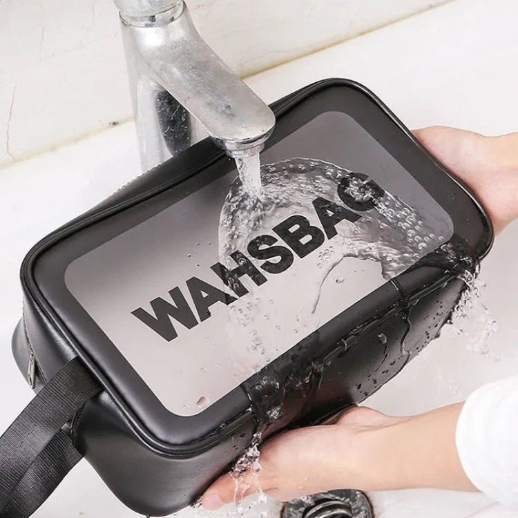 2 PCS Frosted Translucent Waterproof Storage Bag Cosmetic Bag Swimming Bag Wash Bag Pink M 2 Handles - Eurekaonline