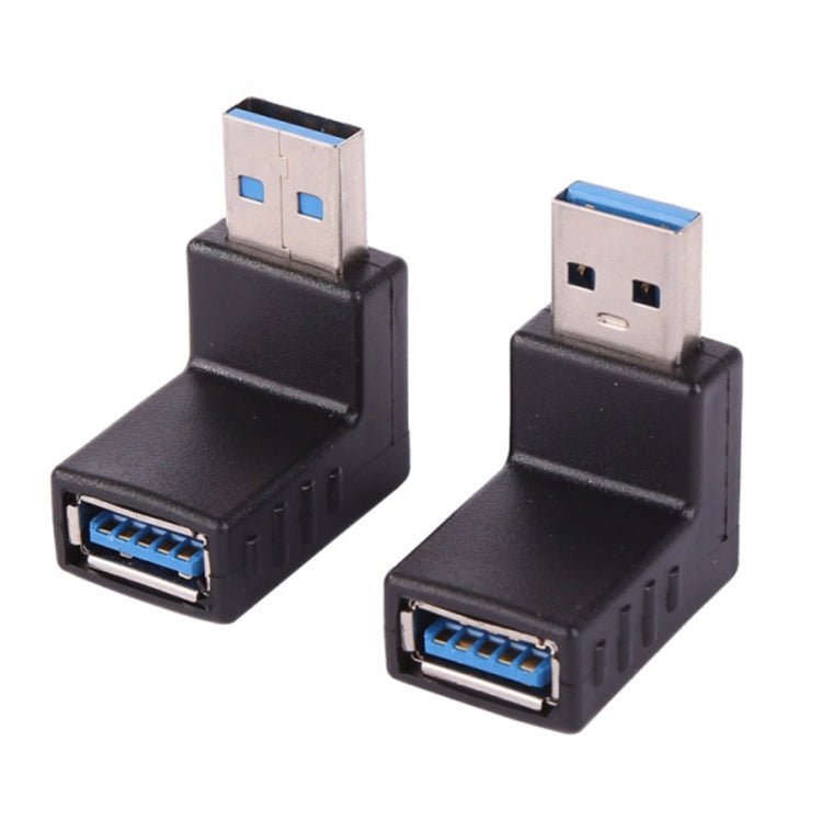 2 PCS L-Shaped USB 3.0 Male to Female 90 Degree Angle Plug Extension Cable Connector Converter Adapter (Black) - Eurekaonline