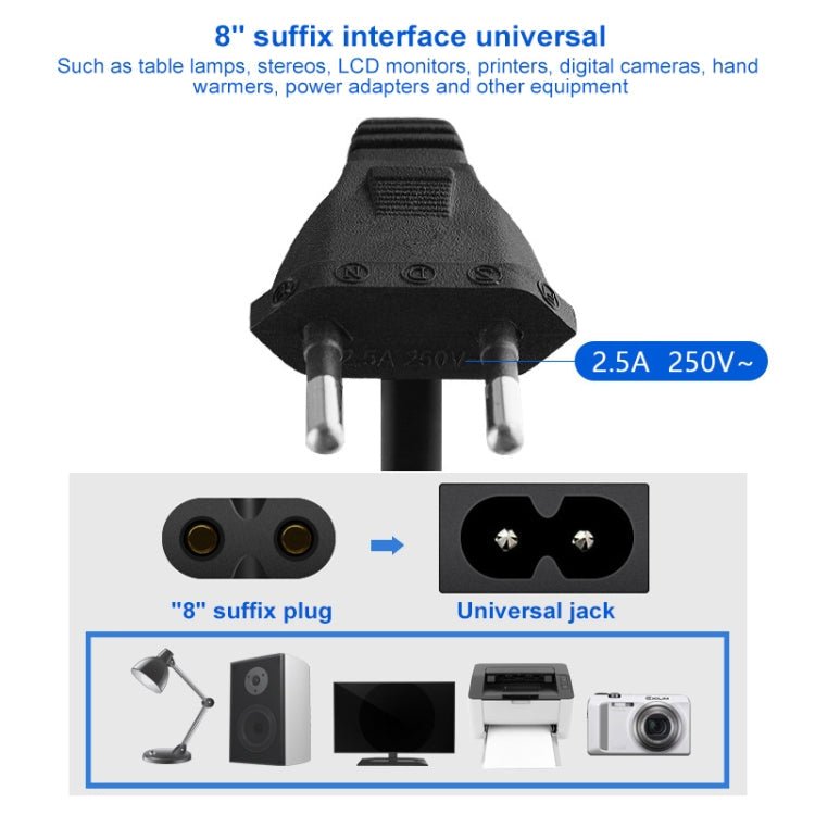 2 Prong Style EU Notebook Power Cord, Cable Length: 1.5m - Eurekaonline