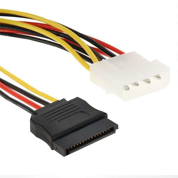 2 x 15 Pin to 4 Pin to 4 Pin Serial SATA Power Adapter Cable, Core Material: Aluminium + Magnesium, Length: 18cm - Eurekaonline