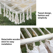 200x150cm Double Outdoor Camping Tassel Canvas Hammock with Stick(Pink Stripes) Eurekaonline