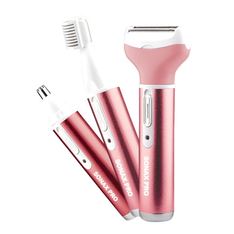 220V 3 In 1  Water Proof Rechargeable Vibrissa Eyebrows Trimmer Body Hair Denuding Machine Set, EU Plug(Pink) Eurekaonline