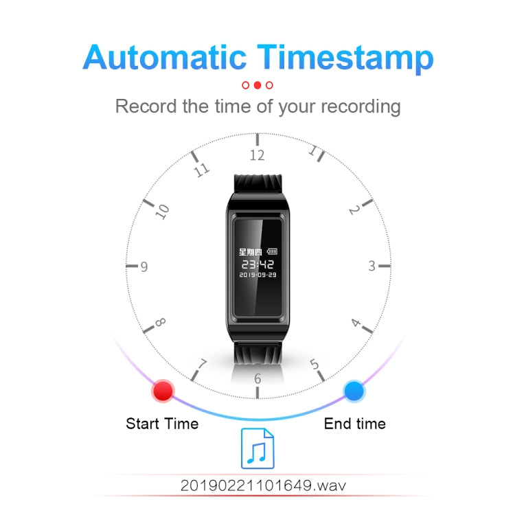 256GB D6 HD Noise Reduction Smart Watch Voice Recorder(Black) Eurekaonline
