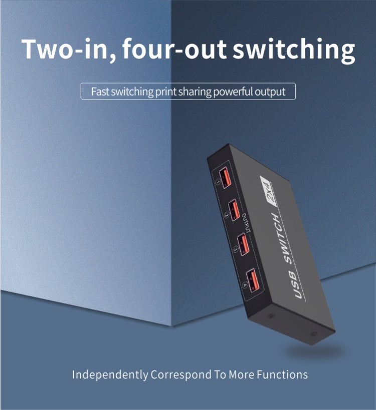 2x4 USB Switch 2 Port PCs Sharing 4 Devices for Printer Keyboard Mouse Monitor Eurekaonline