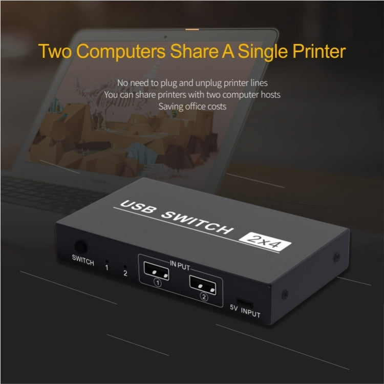 2x4 USB Switch 2 Port PCs Sharing 4 Devices for Printer Keyboard Mouse Monitor Eurekaonline