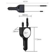 3 In 1 3.1A Dual USB Single Pull Retractable Fast QC3.0 Car Charger(Green) Eurekaonline