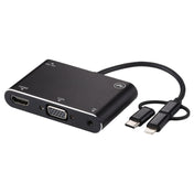 3 in 1 8 Pin + Micro USB + Type-C to AV + HDMI + VGA 15 Pin HD Screen Player Adapter Converter with Audio Eurekaonline