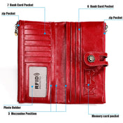3513 Antimagnetic RFID Multi-function Retro Leather Lady Wallet Large-capacity Purse with Card Holder(Blue) Eurekaonline