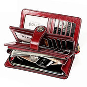 3555 Large Capacity Long Multi-function Anti-magnetic RFID Wallet Clutch for Ladies with Card Slots (Red) Eurekaonline