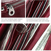 3559 Antimagnetic RFID Multi-function Zipper Retro Top-grain Leather Lady Purse Wallet (Yellowish-brown) Eurekaonline