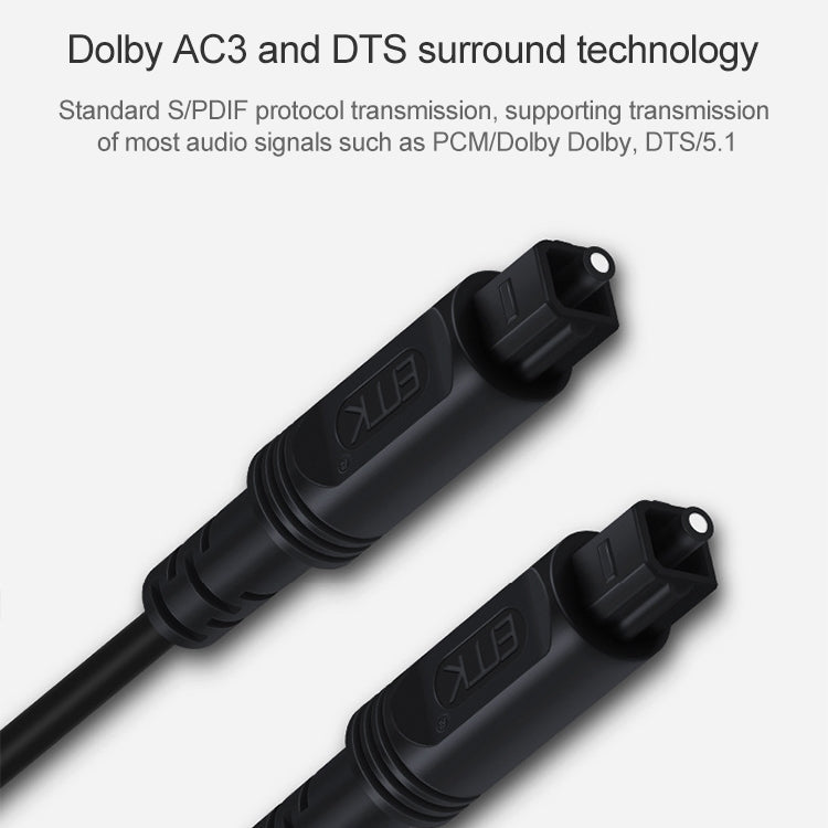3m EMK OD4.0mm Square Port to Square Port Digital Audio Speaker Optical Fiber Connecting Cable(Black) Eurekaonline
