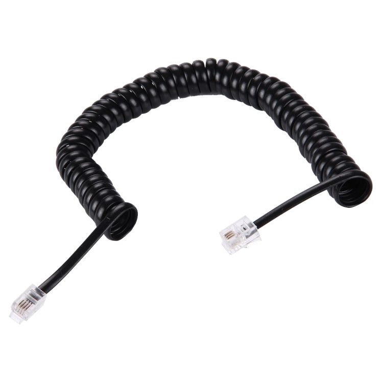 4 Core Male to Male RJ11 Spring Style Telephone Extension Coil Cable Cord Cable, Stretch Length: 2m(Black) Eurekaonline