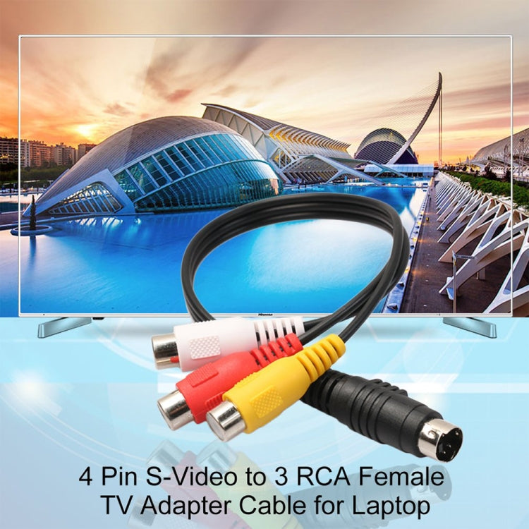 4-pin S-Video TV to RCA Converter AV female Cable Adapter, Length: 20cm Eurekaonline