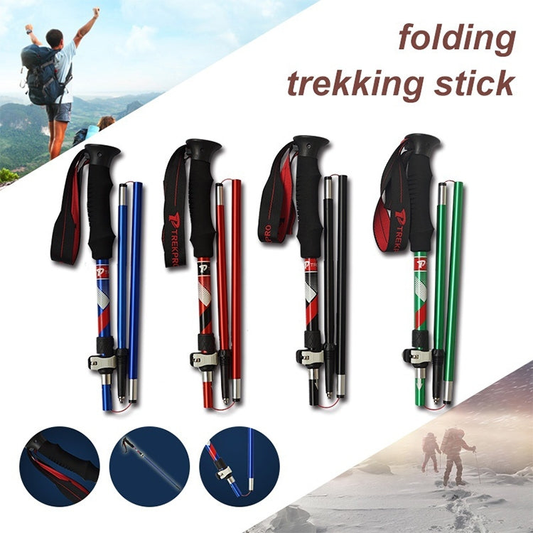 5 Node Portable Foldable Aluminium Alloy Alpenstocks Trekking Poles, Folding Length : 28.5CM (Black) Eurekaonline