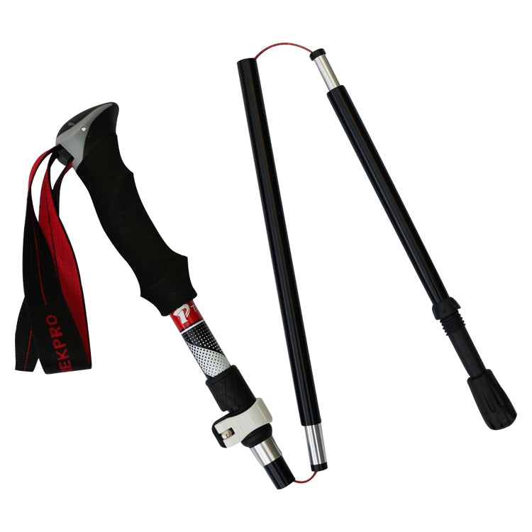 5 Node Portable Foldable Aluminium Alloy Alpenstocks Trekking Poles, Folding Length : 28.5CM (Black) Eurekaonline