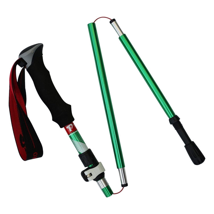 5 Node Portable Foldable Aluminium Alloy Alpenstocks Trekking Poles, Folding Length : 28.5CM (Green) Eurekaonline