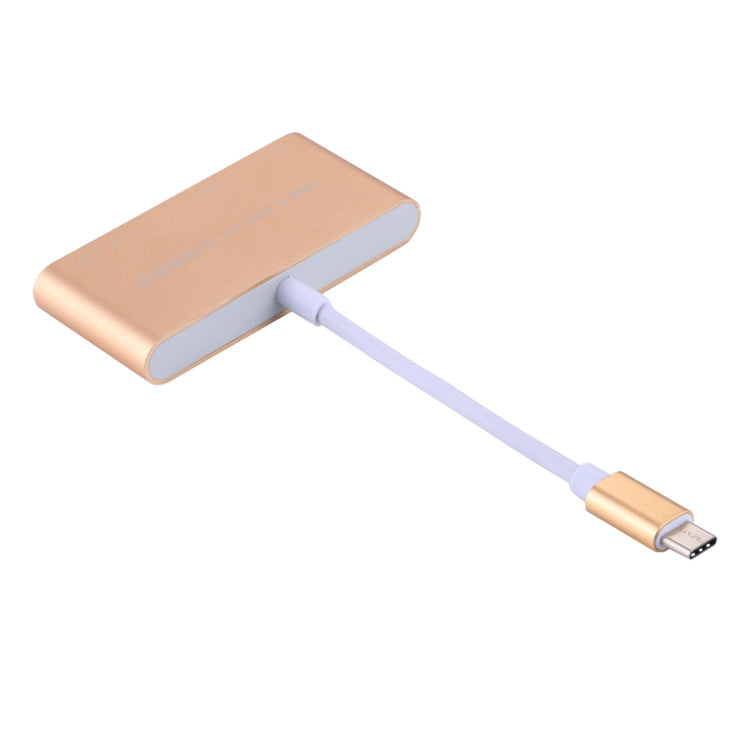 5 in 1 Micro SD + SD + USB 3.0 + USB 2.0 + Micro USB Port to USB-C / Type-C OTG COMBO Adapter Card Reader for Tablet, Smartphone, PC(Gold) Eurekaonline