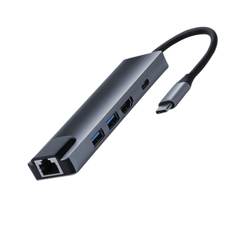 5 in 1 USB Type-C to RJ45+USB3.0 x 2+PD+HDMI HUB Adapter Eurekaonline