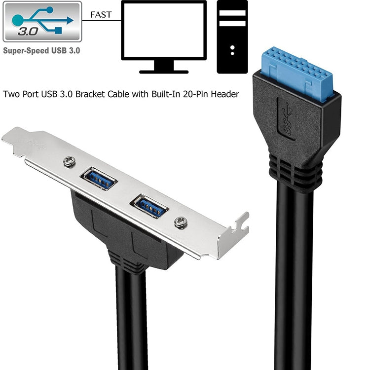 50CM USB3.0 Rear PCI Baffle Line Full Height Chassis DIY With Ear 20pin Transfer Cable(Black) Eurekaonline
