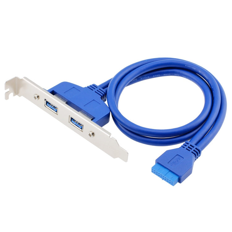 50CM USB3.0 Rear PCI Baffle Line Full Height Chassis DIY With Ear 20pin Transfer Cable(Blue) Eurekaonline