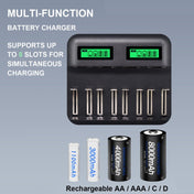 5V 2A USB 8 Slot Battery Charger for AA & AAA & C / D Battery, with LCD Display Eurekaonline