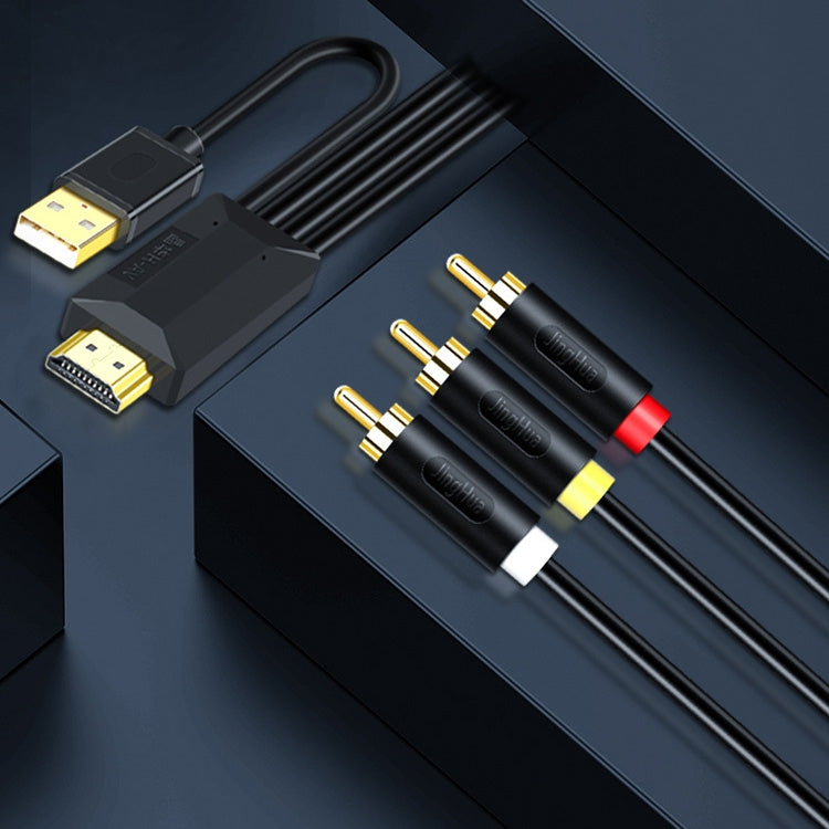 5m JingHua HDMI-3RCA HDMI To 3RCA Conversion Cable Set-Top TV Projector AV Lotus Converter Cable Eurekaonline