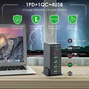 6 in 1 65W PD USB-C / Type-C + QC 3.0 USB + 4 USB Multi-port Travel Charger, US Plug(Black) Eurekaonline