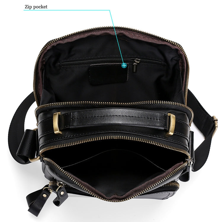6028 Multifunctional Fashion Top-grain Leather Messenger Bag Casual Men Shoulder Bag (Coffee) Eurekaonline