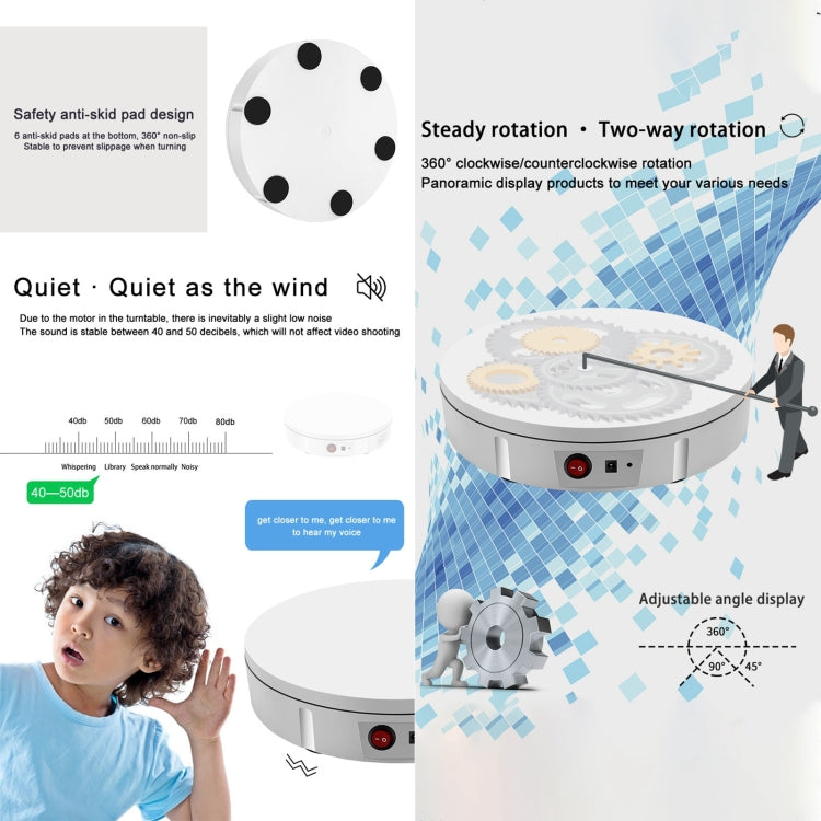 60cm Charging Rotating Display Stand Video Shooting Turntable, Load: 100kg, Power Plug:UK Plug(White) Eurekaonline