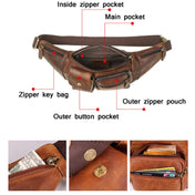 6375 Men Casual Chest Bag Leather Crossbody Mobile Phone Waist Bag(Chocolate Color) Eurekaonline