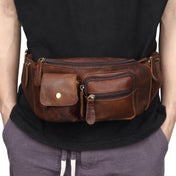 6375 Men Casual Chest Bag Leather Crossbody Mobile Phone Waist Bag(Chocolate Color) Eurekaonline
