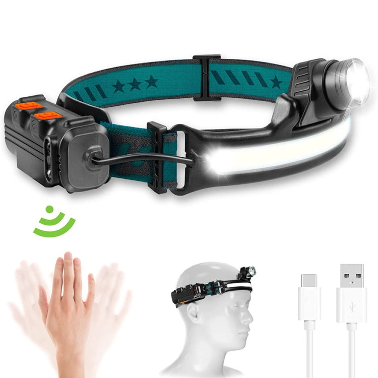 678-1 Fixed Focus XPG + COB Sensor Headlight Flashlight 6 Lighting Modes Rechargeable Head Lamp Eurekaonline
