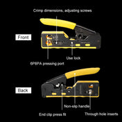 6P8P Seven-type Through-hole Crystal Head  Wire Stripping Tool Network Cable Pliers(Yellow) Eurekaonline